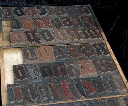 Blackletter letterpress wood