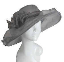 Large Hat Fascinator Weddings Ladies Day Race Royal Ascot Hatinator Brim Organza