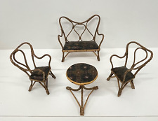 Antique dolls house furniture Colonial  Victorian Set Cane garden conservatory