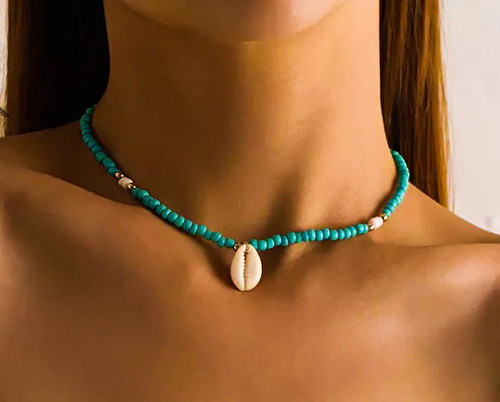 Cowrie shell choker necklace - cowrie,