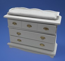 Dolls House reduced furniture white baby changing chest of drawers 1/12th scale 