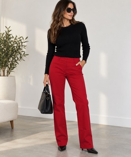 Zara basic red straight - zara, leg
