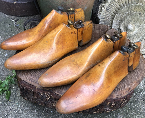 Antique vintage wooden shoe - 4x,
