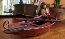 Wooden Canoe Boat with Doll