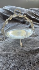 Laura Ashley  white metal and glass cake stand - 25cm Diameter 
