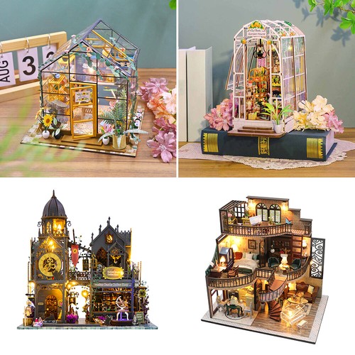 Diy wooden dollhouse kit led - dollhouse,