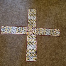 Vintage Kutch Embroidery cross table wall hanging Indian 132 cm span 21x54cm arm