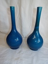 Antique pair of Chinese turquoise bottle vases.