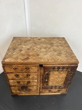 Antique Japanese meiji period Parquet table top cabinet Box Desk 7 Draws C:1880s