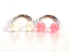 Glow Uv 14g 12mm Pink White VCH Hood Labia Albertina Fourchette Lips Clit Gift