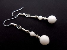 A PAIR OF DANGLY WHITE JADE