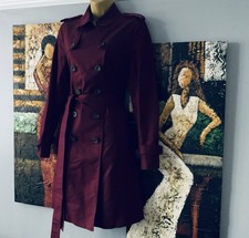 Pristine Hobbs Rare Deep Burgundy Saskia Trench Coat Classic Mac Stunning UK 10