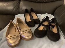 THREE PAIRS - Next Black Pumps, Tu Hills & Gold Flats Girls - Size 3