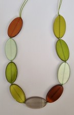 Pearl Shell Necklace ANNA NOVA Two-Tone Green Adjustable Length Clasp Fitting