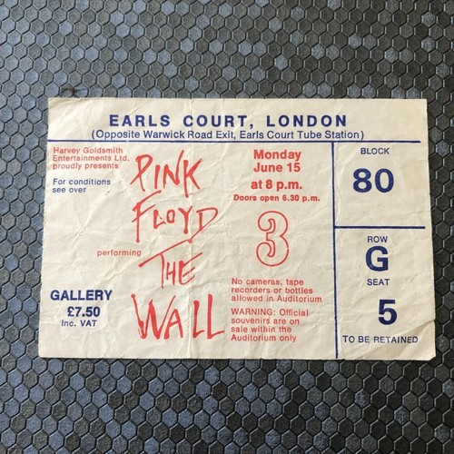 Pink floyd ticket earls court - pink,