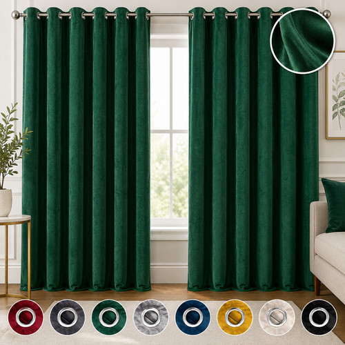 Long velvet curtains pair - velvet,