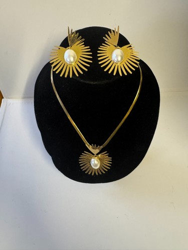 18k gold plated necklace set - gold,