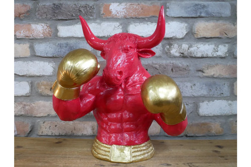 Gold boxing bull torso bust - gold,