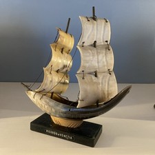 Vintage Hand Carved Sailing Ship Boat Made of Horn 2-mast - Ricordo di Venezia