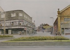 Cannock Market Hall Street  Print from original watercolour by Andy Crabb  #136
