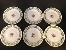 Vintage Royal Worcester "Doreen" 8 1/4" Fruit Pattern Scalloped Plates x 6, 2152