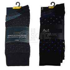 Mens Top UK Store Luxury Cotton Rich Socks 3 Pairs Patterned Smart Trouser M S L