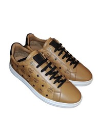 Mcm Terrain Visetos Sneakers Congac Brown White Low Monogram Size 5