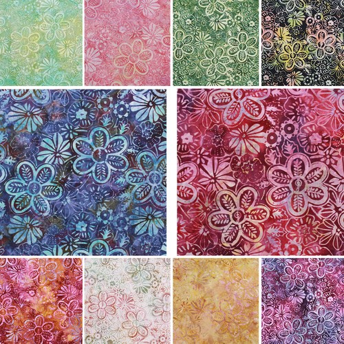 Batik fabric printed - fabric,, daisy