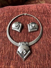 Ermani Bulatti Vintage 1980’s Art Deco Paste set clip on Earrings & Necklace