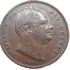 1831 King William IV Copper Farthing Coin. Nice Grade