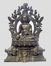 Vintage 10.5'' Tibet Pure Bronze Shakyamuni Amitabha Buddha Statue