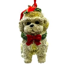 Handmade Ceramic dog lhasa apso shih Tzu christmas bauble hanging decoration