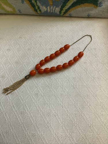 Vintage bakerlite amber prayer - vintage,