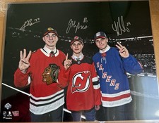 Jack Hughes, Kaapo Kakko & Kirby Dach Signed 16" x 20" 2019 Draft Top-3 Photo