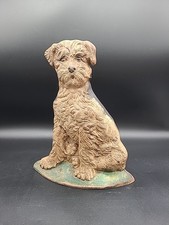 X-LARGE ANTIQUE U.S.A. HUBLEY TOY CO CAST IRON WIREHAIRED FOX TERRIER DOG #467