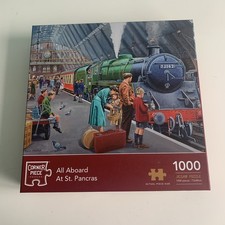 All Aboard At St Pancras 1000 Piece Railway Train Jigsaw Puzzle by Corner Piece
