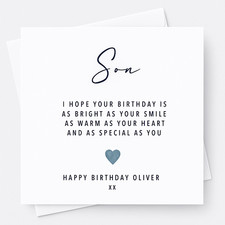 Son Birthday Card Personalised Poem birthday card for son grandson any relation