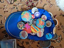 Vintage hat full pin badges - hat,