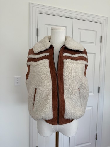 Vintage suede sherpa vest - suede,