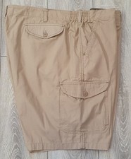 Men's Premier Man Beige Cargo Shorts Part Elasticated Waist, Pockets-W50" x L10"