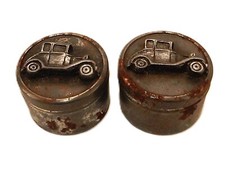 Lot of 2 Vintage Pewter Snuff Cans, Vintage Autos, Trinket Boxes, Safekeeping