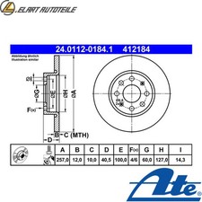 2x Brake Disc 24.0112-0184.1 for Opel Corsa/D/Hatchback/Van Fiat 1.0L 3cyl