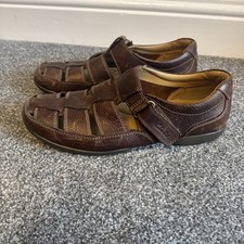 Clarks Recline Leather Sandals brown Mahogany Size 10 Extra Wide