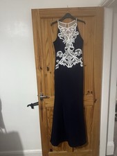 Lipsy London x Michelle Keegan Navy Lace Maxi Dress UK 10/38 - Prom/Bridesmaid