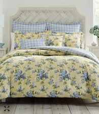 Brand New Laura Ashley Cassidy Cotton Yellow KING Duvet Cover Bonus Set -7 piece