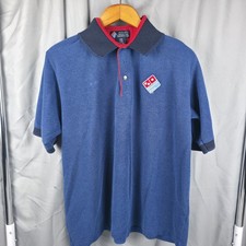 Dominos Pizza Men's Work Uniform Employee Polo Shirt Blue Size XL