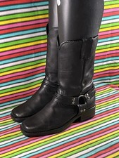 Vintage Joe Sanchez Women’s Cowboy Western Black Leather Riding Biker Boots Uk 5