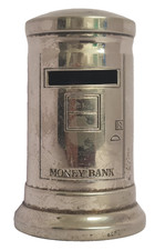 Vintage Pewter British Post Box Money Bank  Screw Base, Retro Money Box