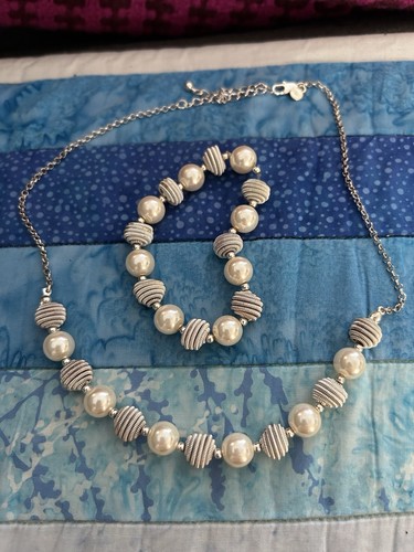 Faux pearl and silver - m&s,