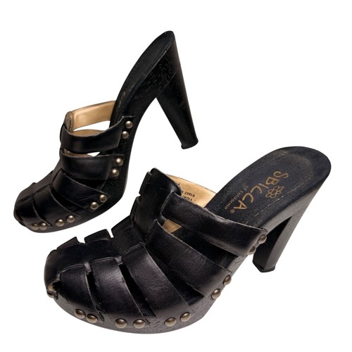 Sbicca black leather - leather, caged